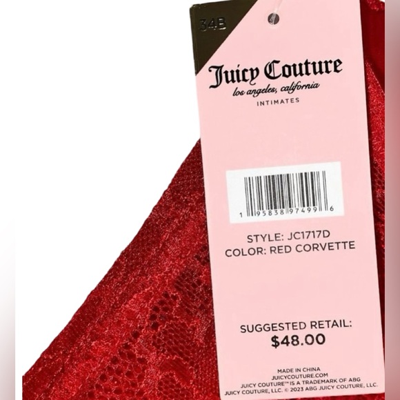 Juicy Couture NWT Red Lace Sexy Bustier Convertible Strapless Bra Top 34B 34C - Picture 5 of 6